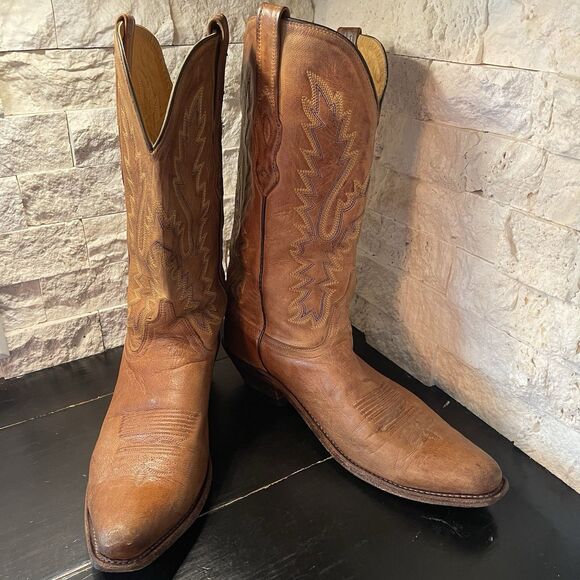 Old West Shoes - OLD WEST WOMENS COWBOY BOOTS 10D JAMA LF1529 TAN SNIP TOE WESTERN STITCHING